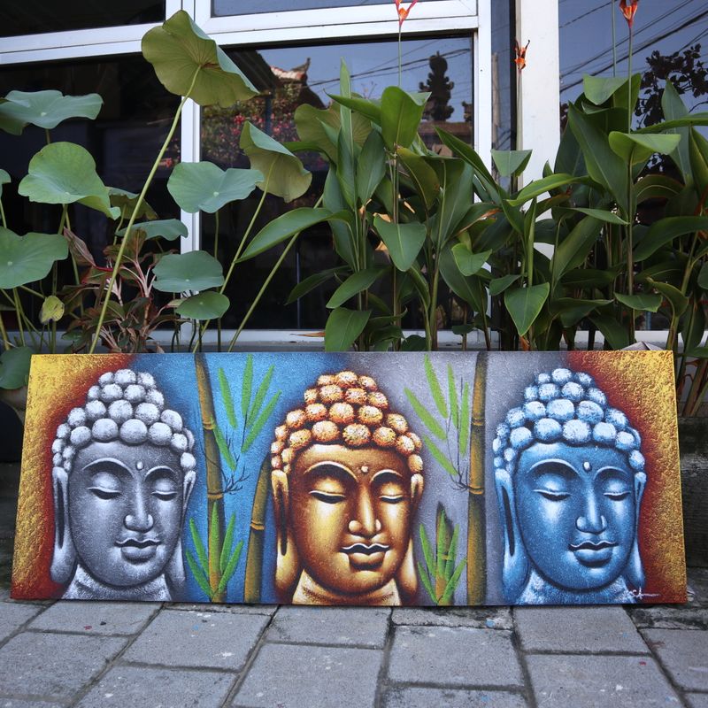 Tableau Bouddha - Trois Visages et Bambous