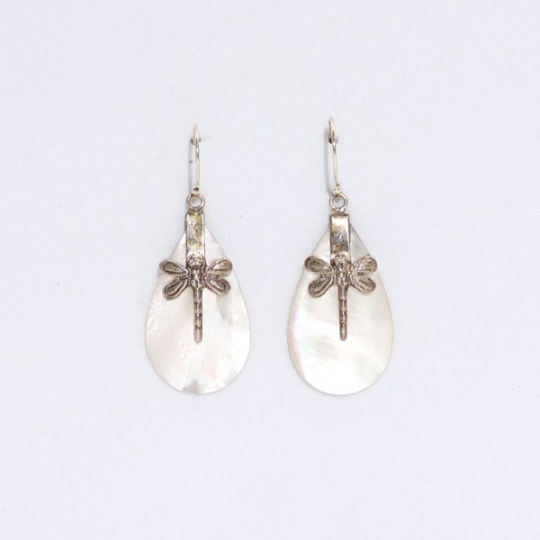 Shell & Silver Earrings - Dragonflies - MOP