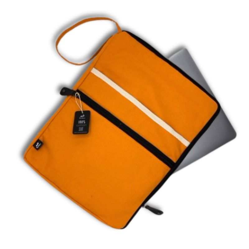 Grande pochette pour ordinateur portable en toile- Orange