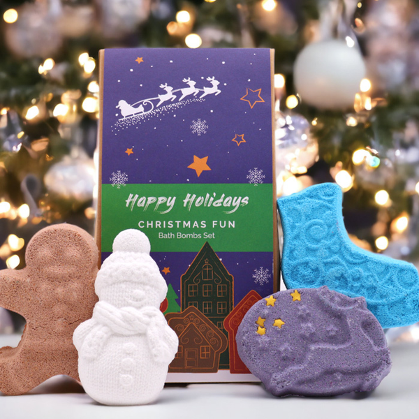 Коледни Подаръчни Опаковки с Бомбички за Баня