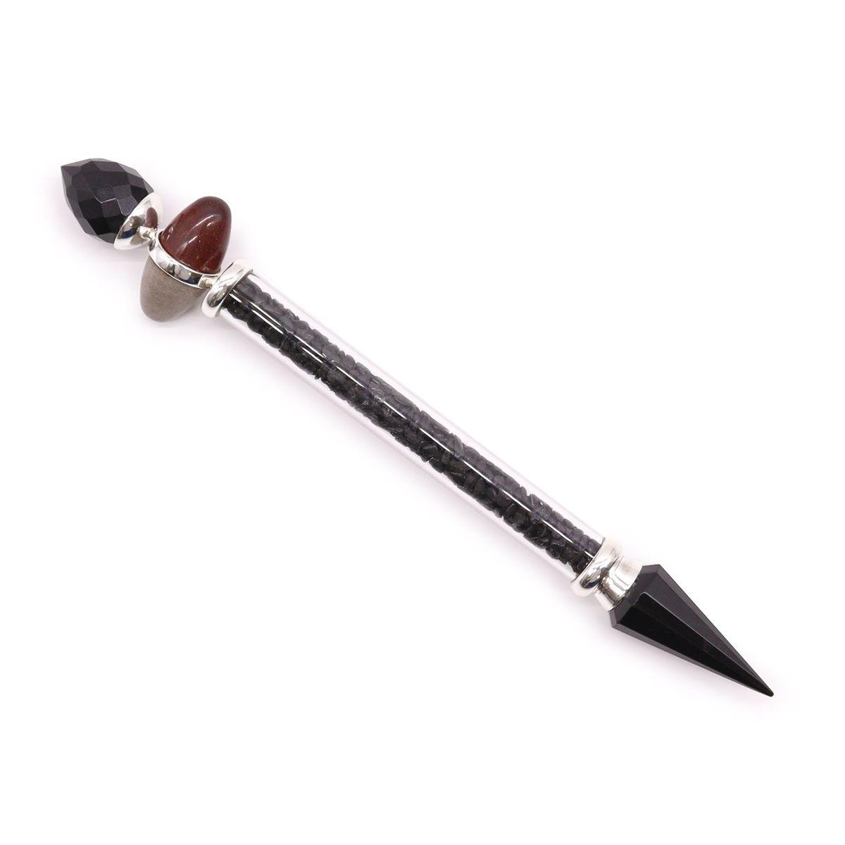 Vara Mágica Shiva Lingam - Turmalina Preta e Ágata - Proteção