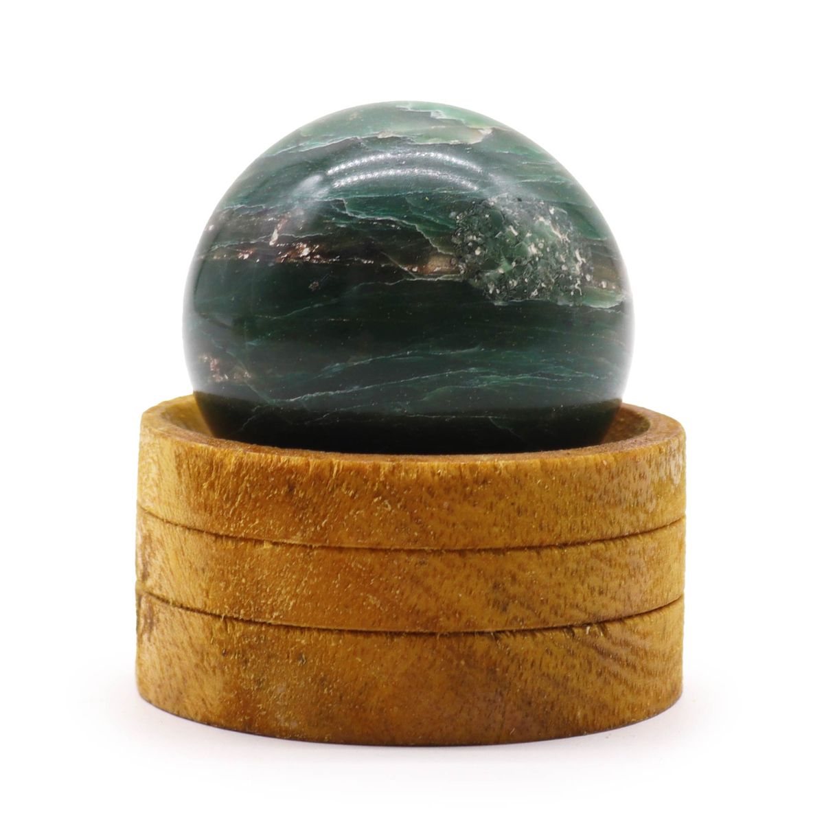 Esfera de cristal de pedra preciosa de 50 mm - Jade indiano com suporte