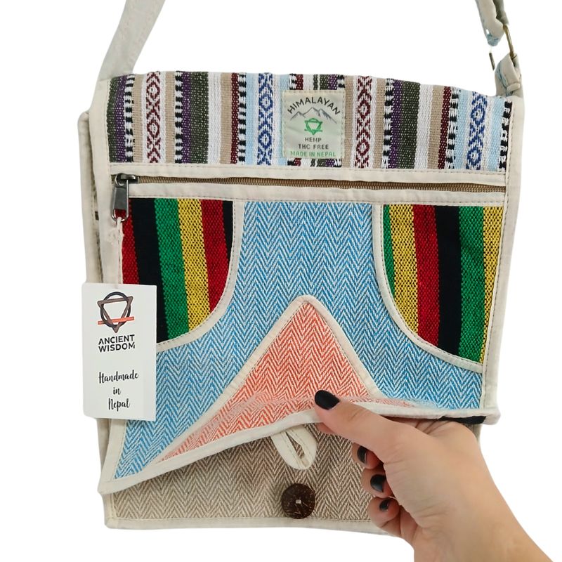 Sac Messager en Chanvre pour Ordinateur Portable - Triangle
