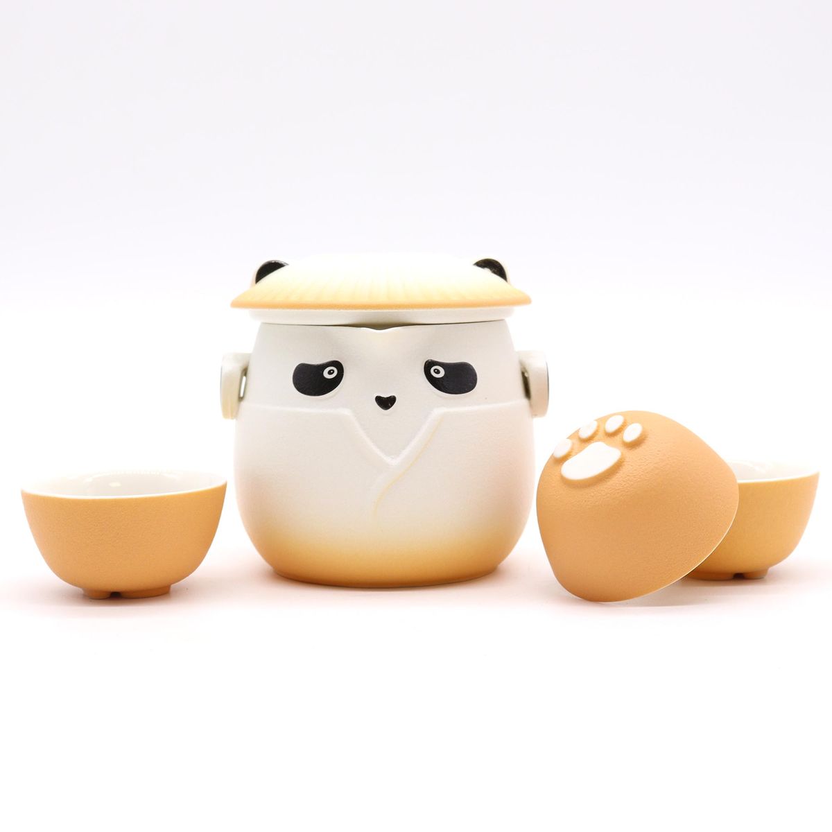 Conjunto de bule Panda e três chávenas - Laranja