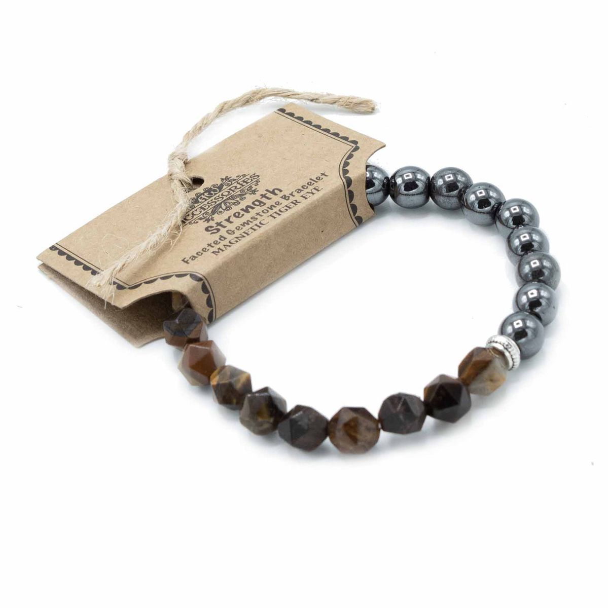 Pulseira de Pedra Preciosa Esculpida - Olho de Tigre Magnético