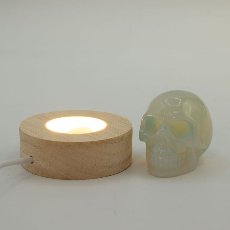 6cm Round Wooden USB LED Stand - Cool/Warm/Daylight
