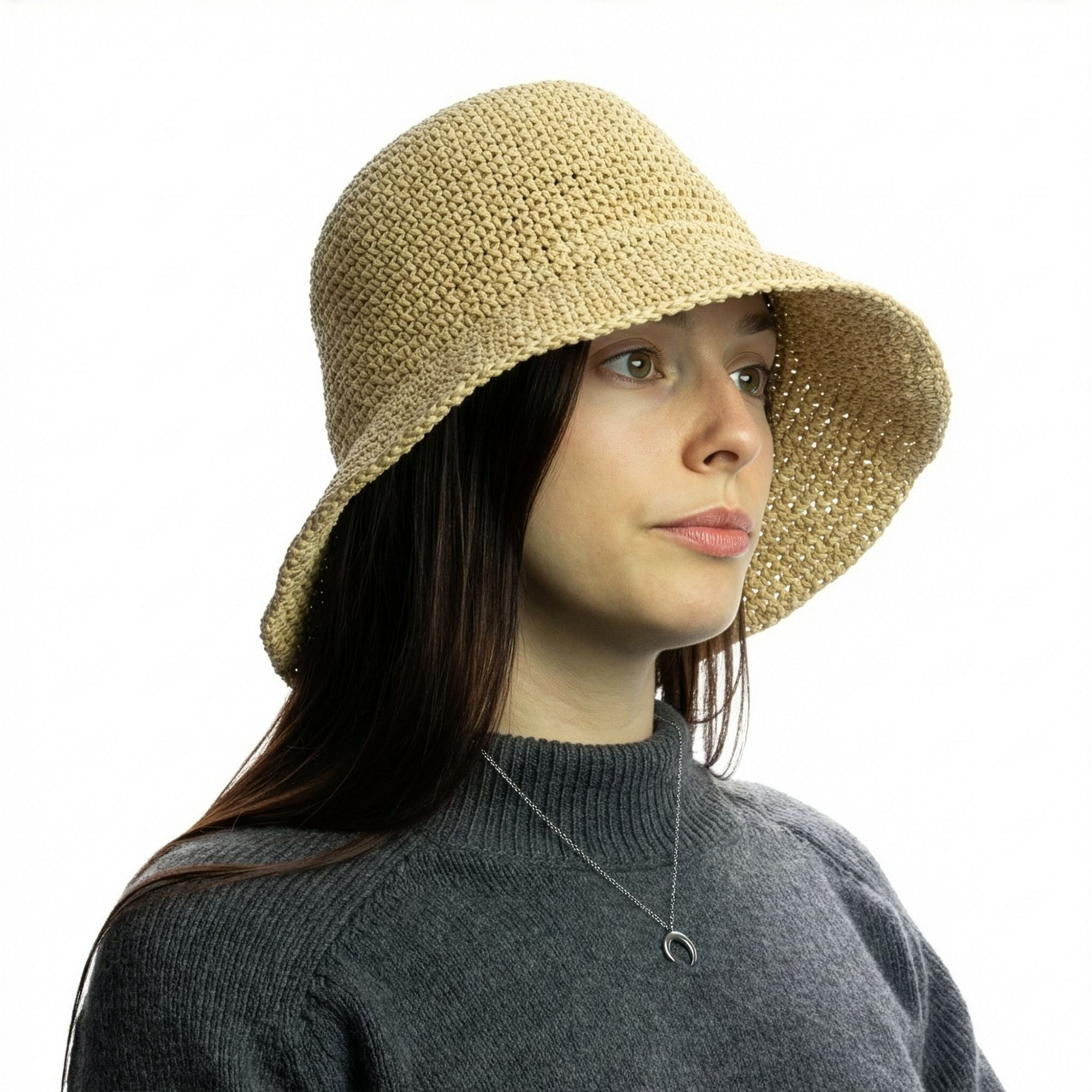 Floppy Straw Sun Hat - Natural Biege