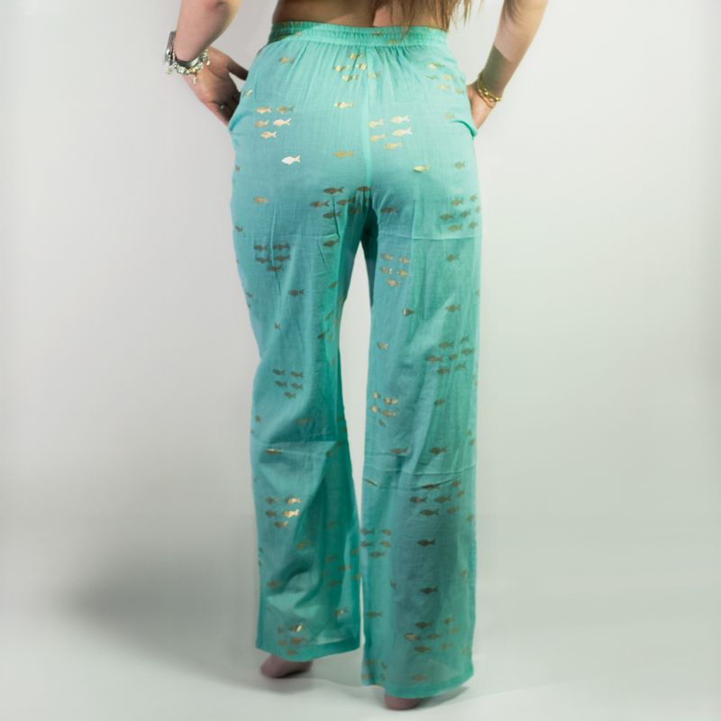 (ML) Nomad Sari - Lounge Pants - Turquoise & Gold Fish Design