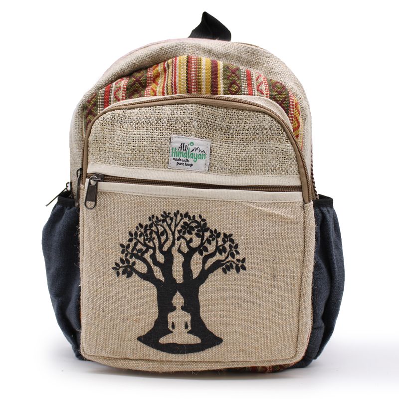 Petit Sac à Dos en Chanvre -  Design Arbre Bodhi