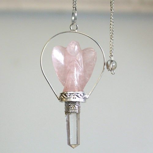 Pêndulo de anjo com quartzo rosa