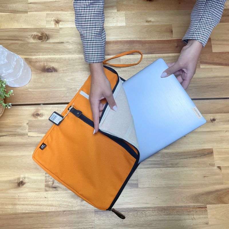 Grande pochette pour ordinateur portable en toile- Orange