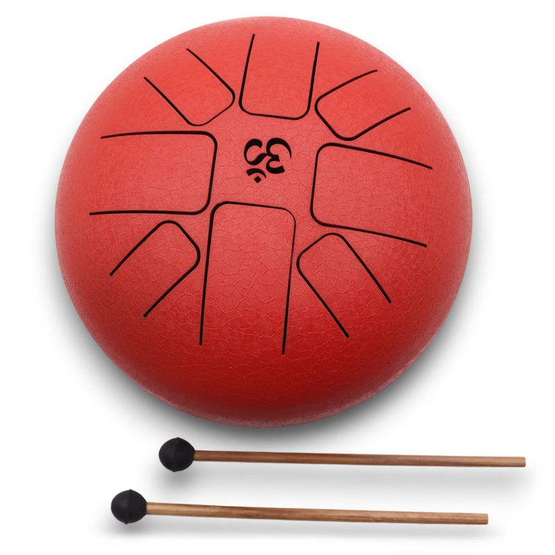 Tambour Tongue Drum en Acier Medium OM Rouge - 22x16 cm