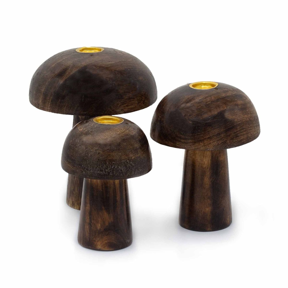 Conjunto de 3 cones de incenso em forma de cogumelo (10 cm, 9 cm, 8 cm)