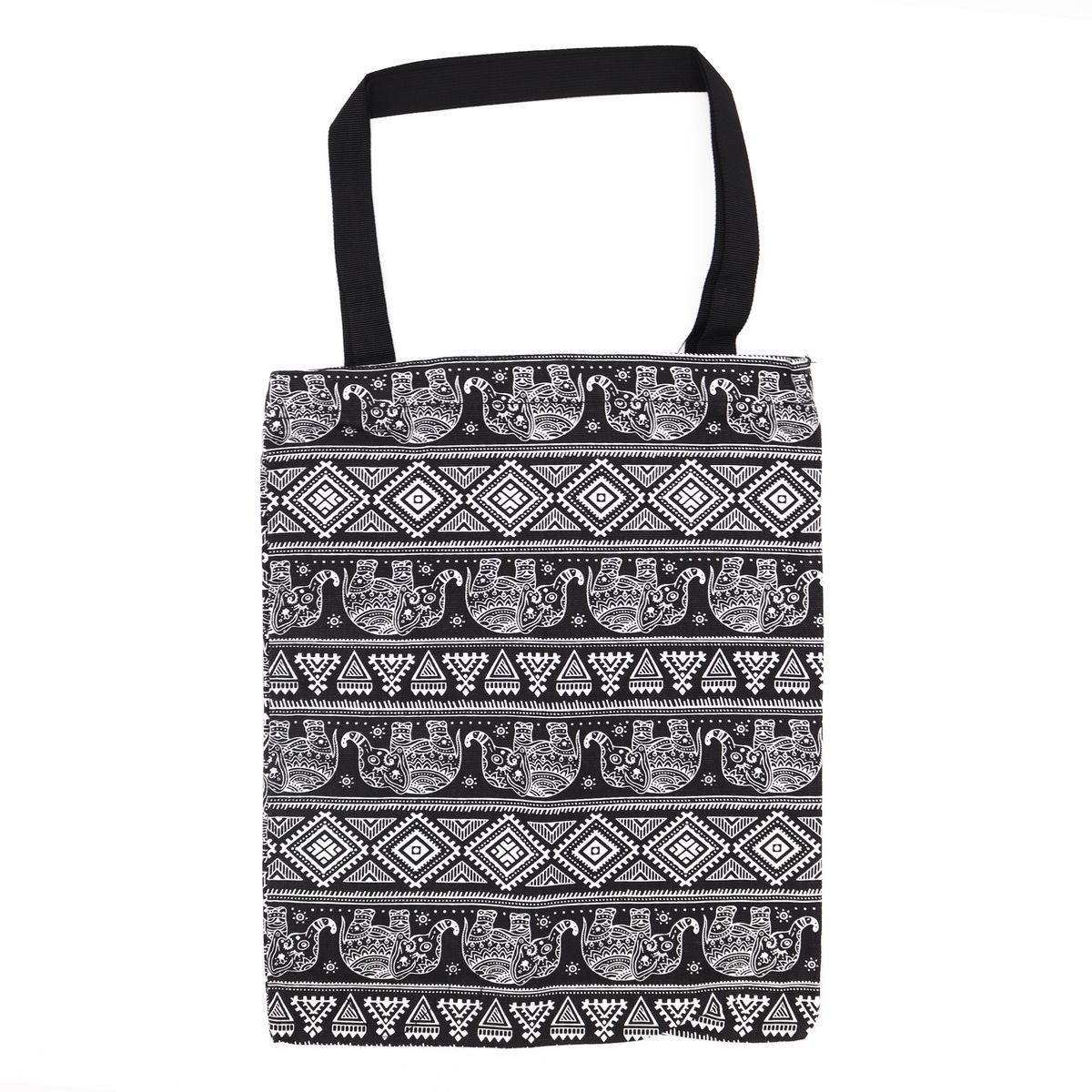 Saco Tote Clássico com Fecho (Motivo Elefantes) 40x34 cm