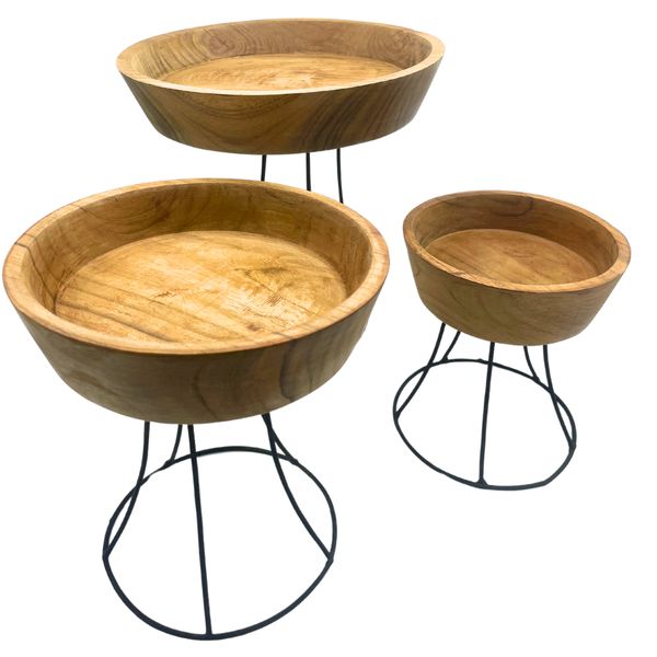 Cuencos de Madera de Teca Elevados