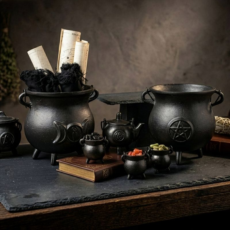 Extra Huge Cast Iron Cauldron with Triple Moon 23x18cm (at least 4kg)