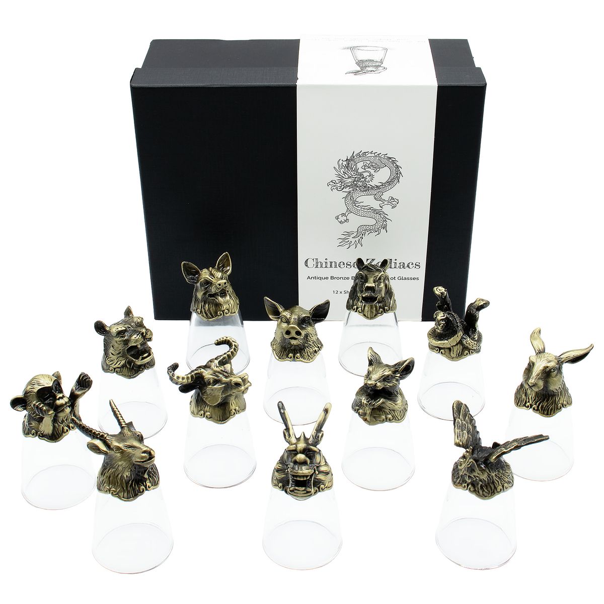 Copos de shot Bottom Up (25 ml) - Floresta e Criaturas Místicas - Bronze Antigo
