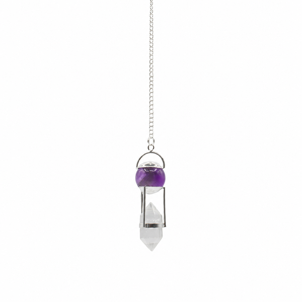 Seeker of Truth - Double Power Pendulum - Amethyst Globe - Clear Quartz Double Terminated