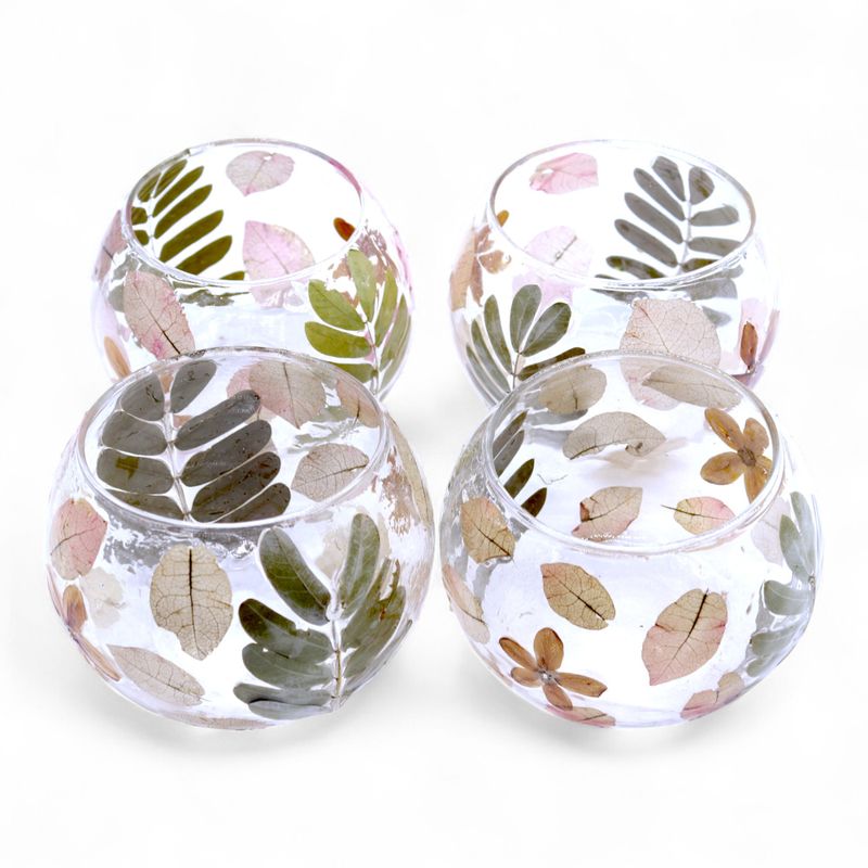 Natural Floral Glass - Bowl Candle Holder - Spring - (8x10cm)