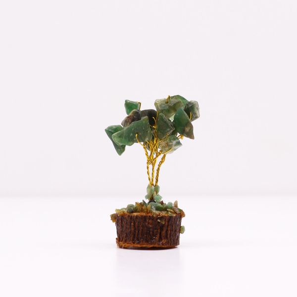 Mini Gemstone Trees On Wood Base - Green Aventurine (15 stones)
