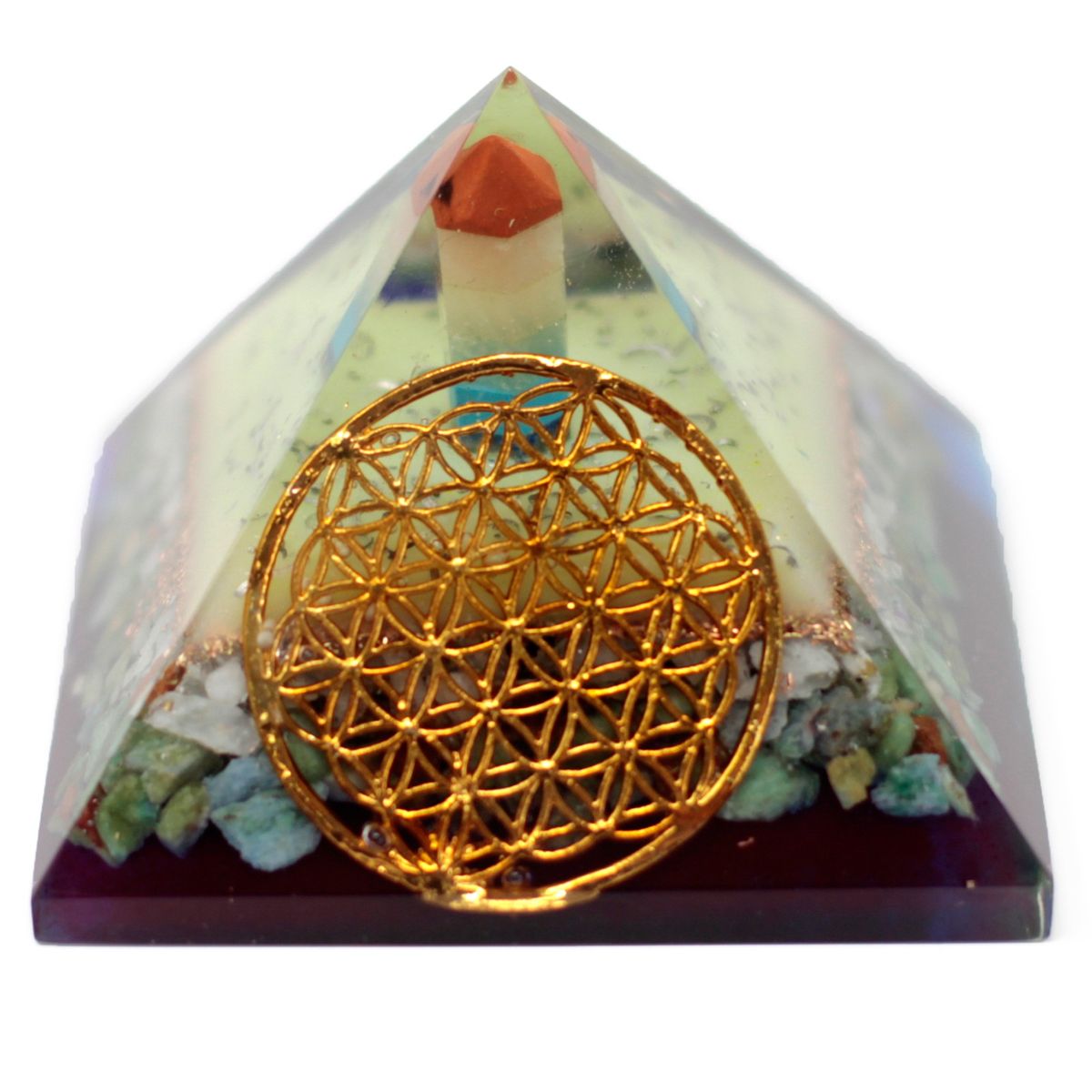 Orgonite Pirâmide Grande 70 cm - Símbolo da Flor da Vida