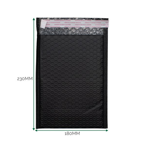 Sobre acolchado de burbuja de polietileno negro (180x230+40mm)