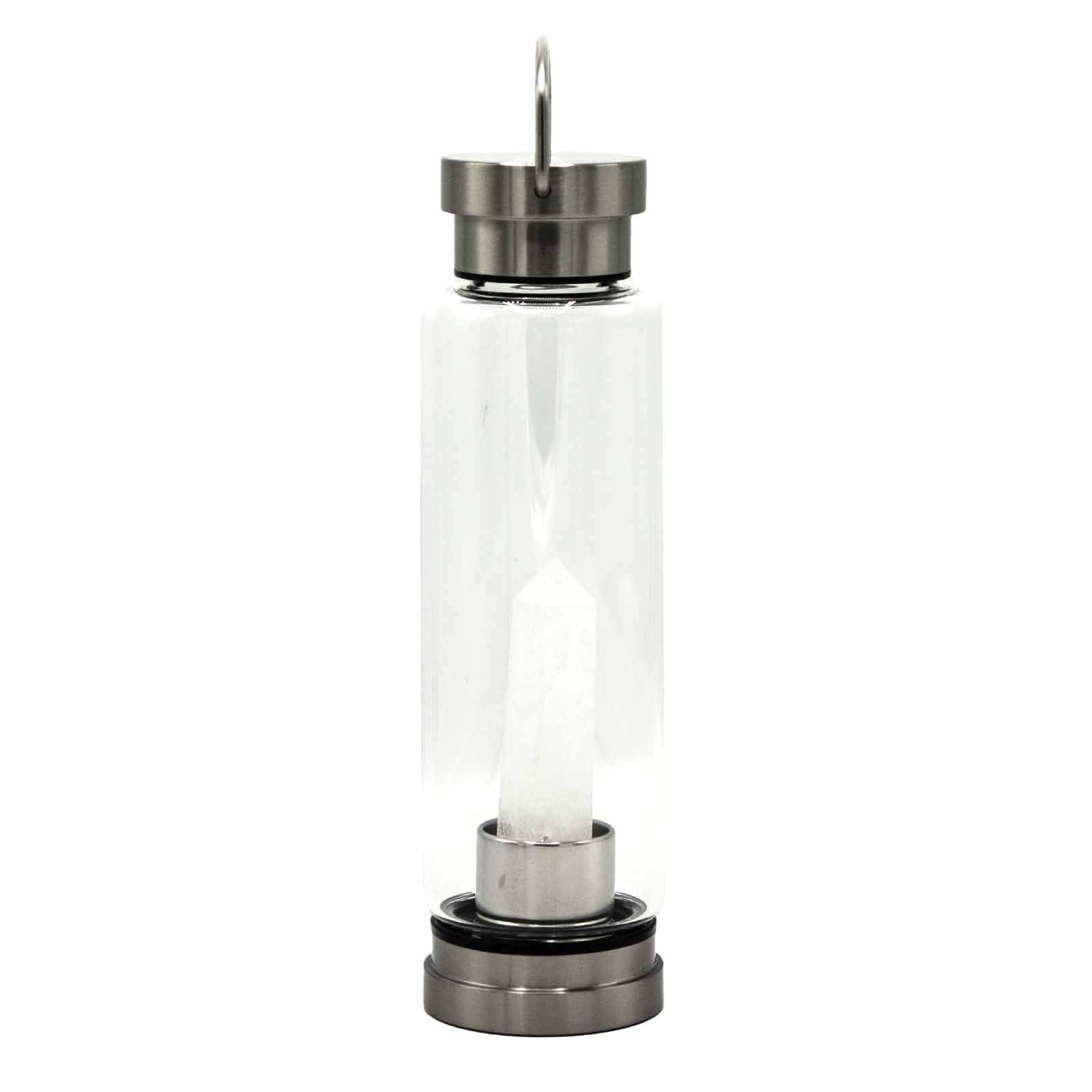 Crystal Infused Water Bottle - Clear Quartz Obelisk