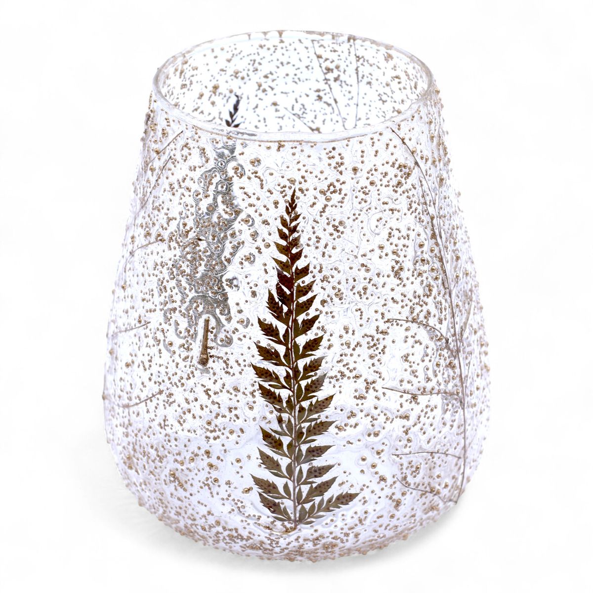 Castiçal de vidro floral natural - Taça grande - Pinheiro (15x12 cm)