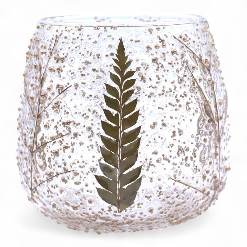 Natural Floral Glass - Straight Candle Holder -  Pino - (10x9cm)