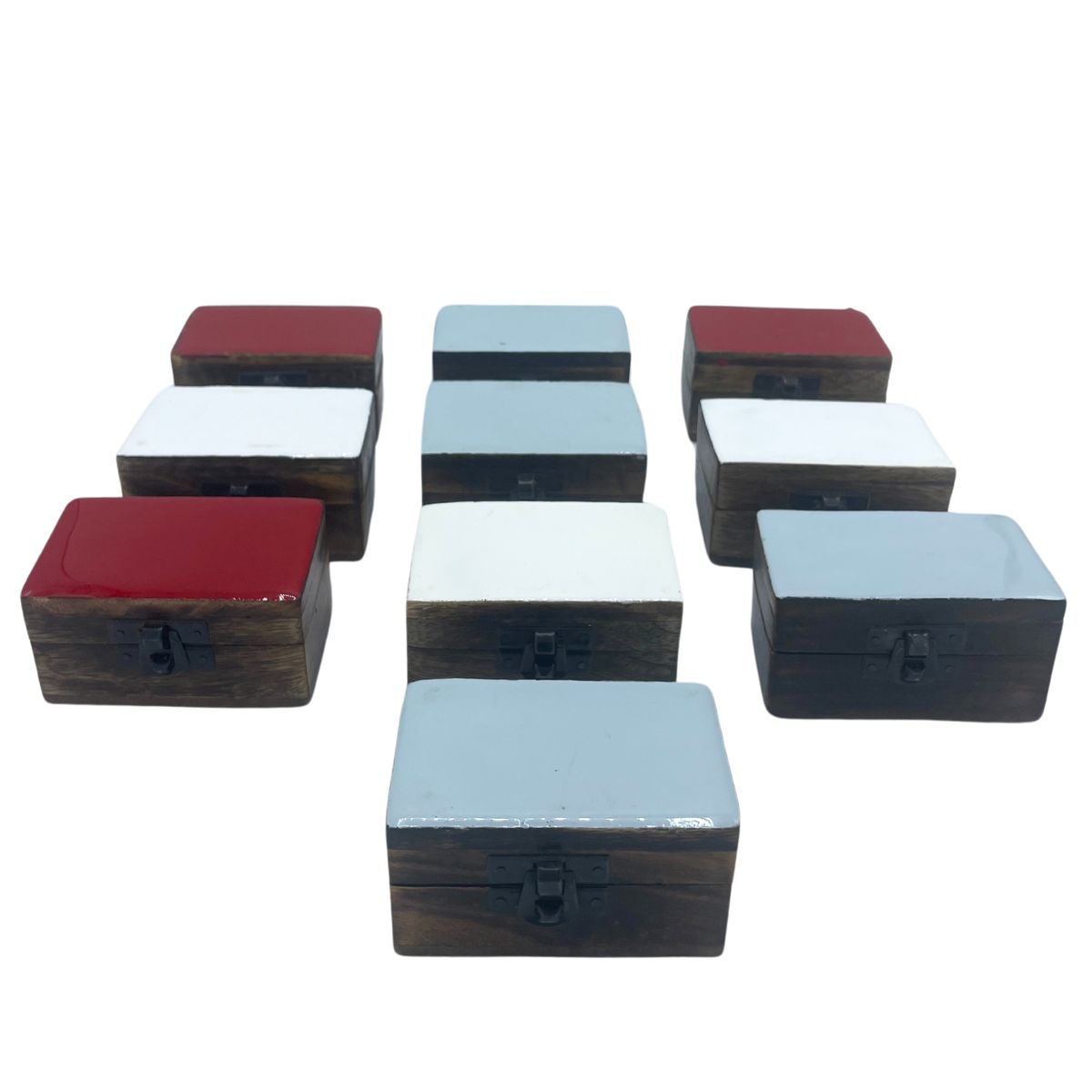 Caixa de comprimidos em madeira 9x5x4 cm - Cores cerâmicas sólidas - Sortido