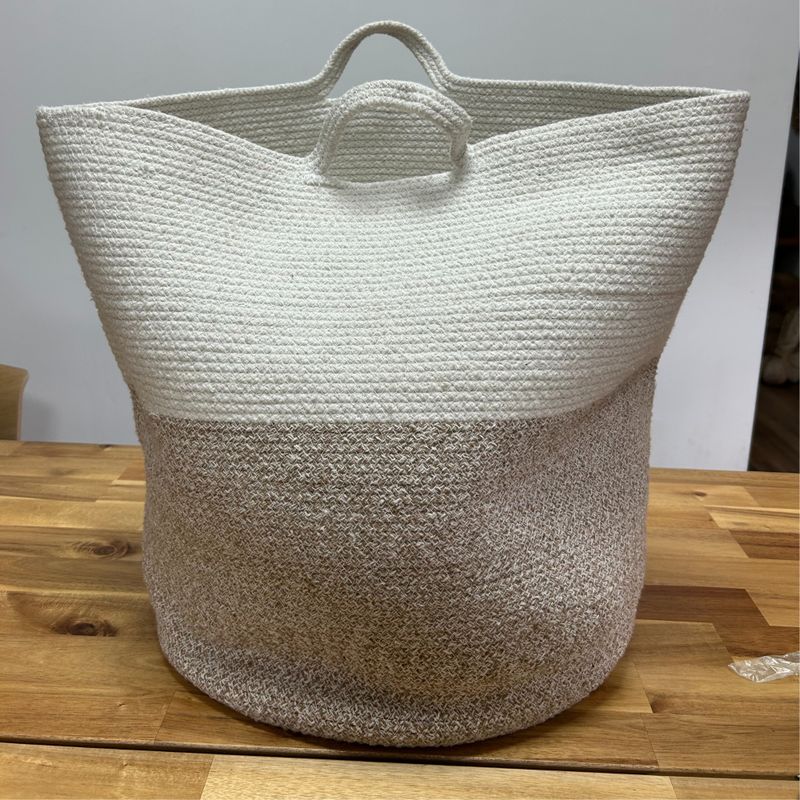 Panier de Lavage / Rangement en Corde de Coton Grand 45x40cm - Beige