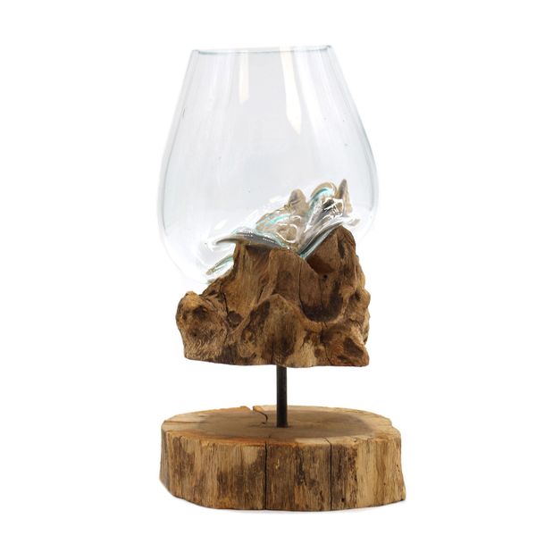 Vaza od Topljenog Stakla na Drvu (velika s postoljem)