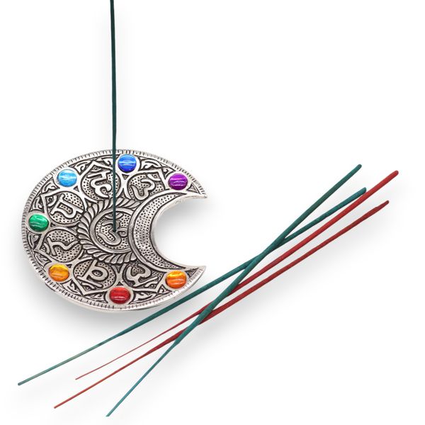 Porte-encens Lune des 7 chakras 11,5cm