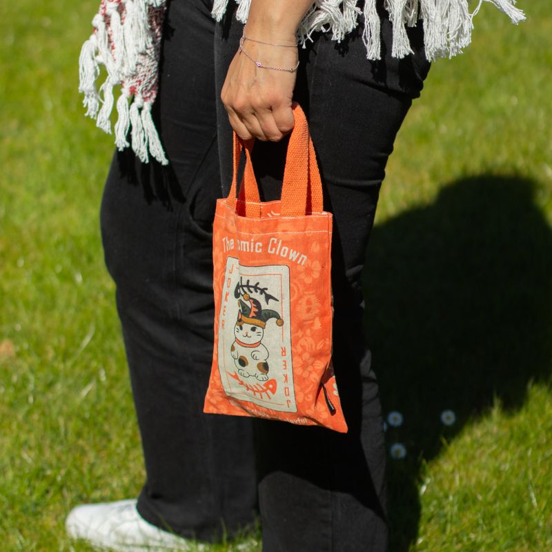 Iconic Mini Gift Tote Bag - Maneki Neko (4 assorted designs) - (24x18cm) - Natural 4oz