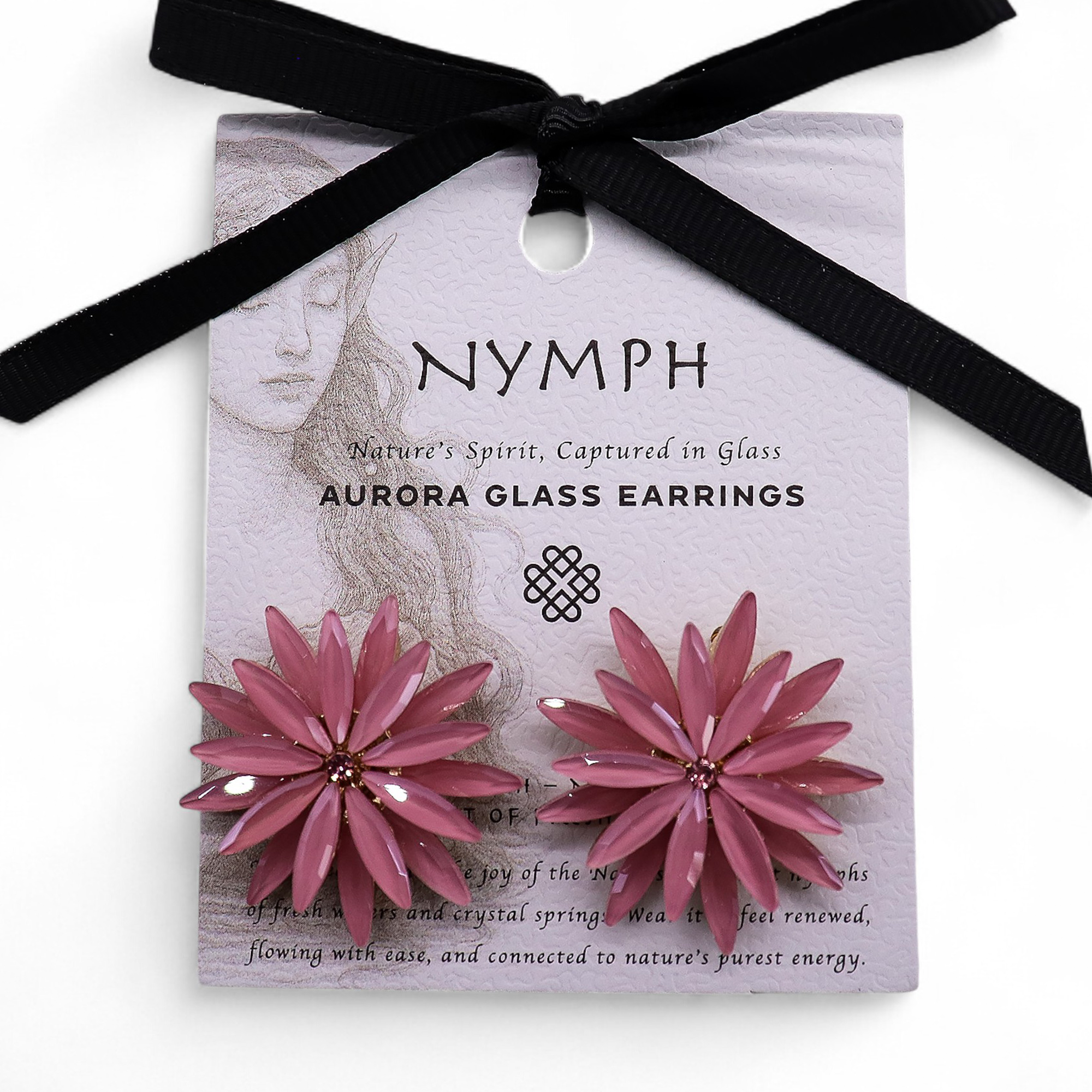 Glass Flower Earrings - Soft Pink - Stainless Steel Frame