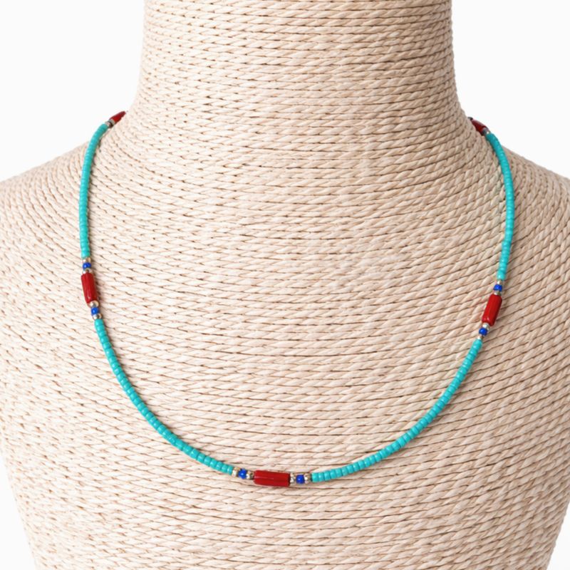 Fine Nepalese Turquoise & Coralite - Lapis Detail Necklace - (42cm)