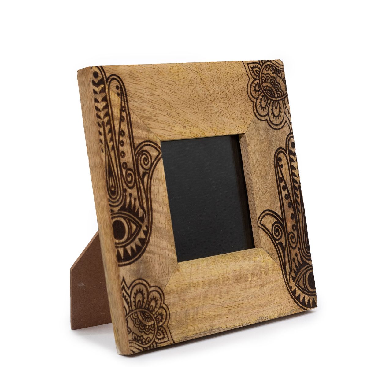 Pequena moldura de madeira de mangueira (para 10x10 cm) 20x20x2 cm - Hamsa Preto