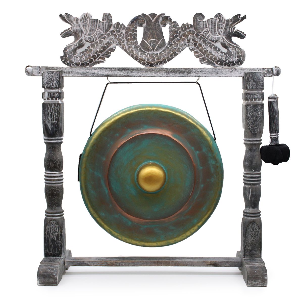 Gongo de meditação médio com suporte - 50 cm - Verde