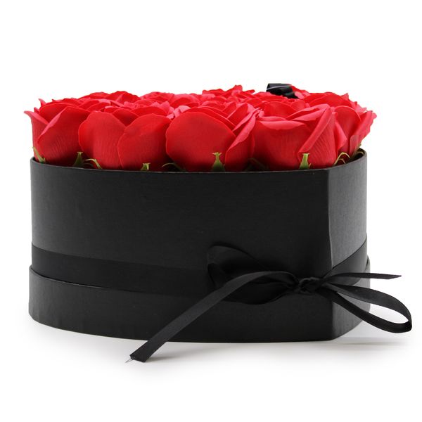 Coffret Cadeau de Fleurs de Savon - 13 Roses Rouges - Coeur
