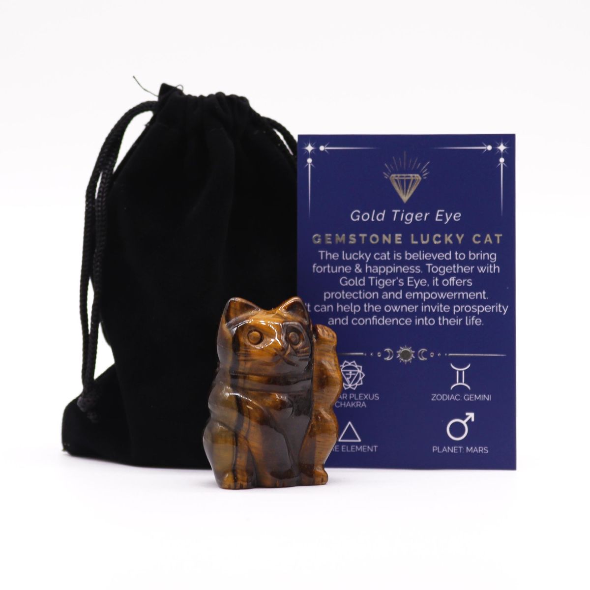 Gema Gato da Sorte - Olho de Tigre Dourado 50x35x25mm