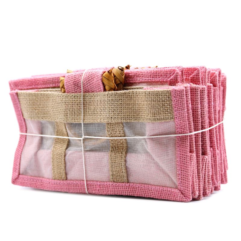 Paniers en Jute et Coton - 3 Fenêtres - Rose & Naturel