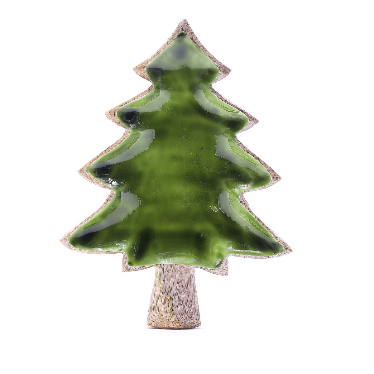 Perdido na floresta - Taça de madeira esmaltada com desenho de árvore - 25x19 cm