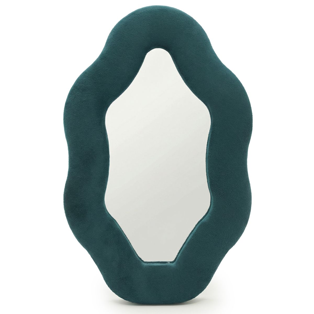 Espelho suave e ondulado – Seixo oval – Turquesa real (20,5 x 32,5 x 2,3 cm)