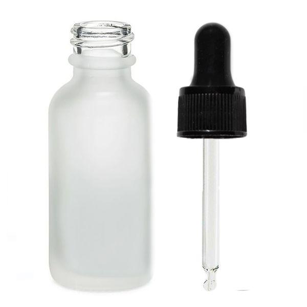 100ml Flaska i Vitt Frostat Glas med Svart Pipett