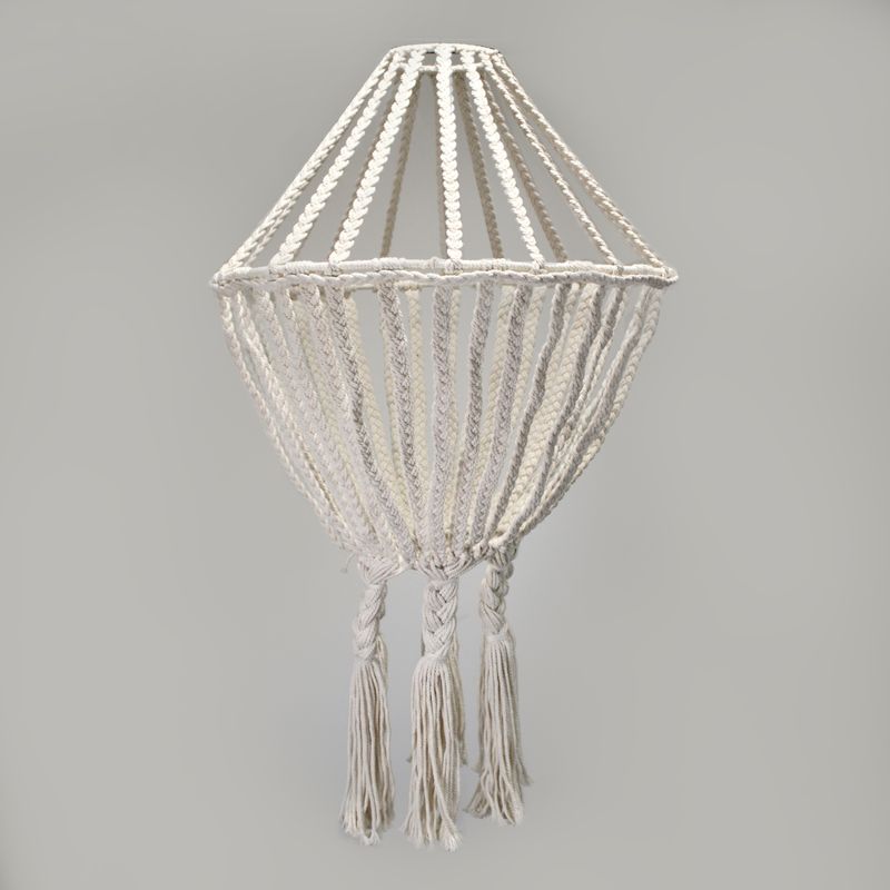 Grand Lustre Pendant en Macramé - Naturel