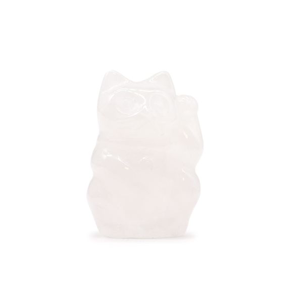 Gato da Sorte de Pedras Preciosas - Quartzo Rosa - 50x35x25mm
