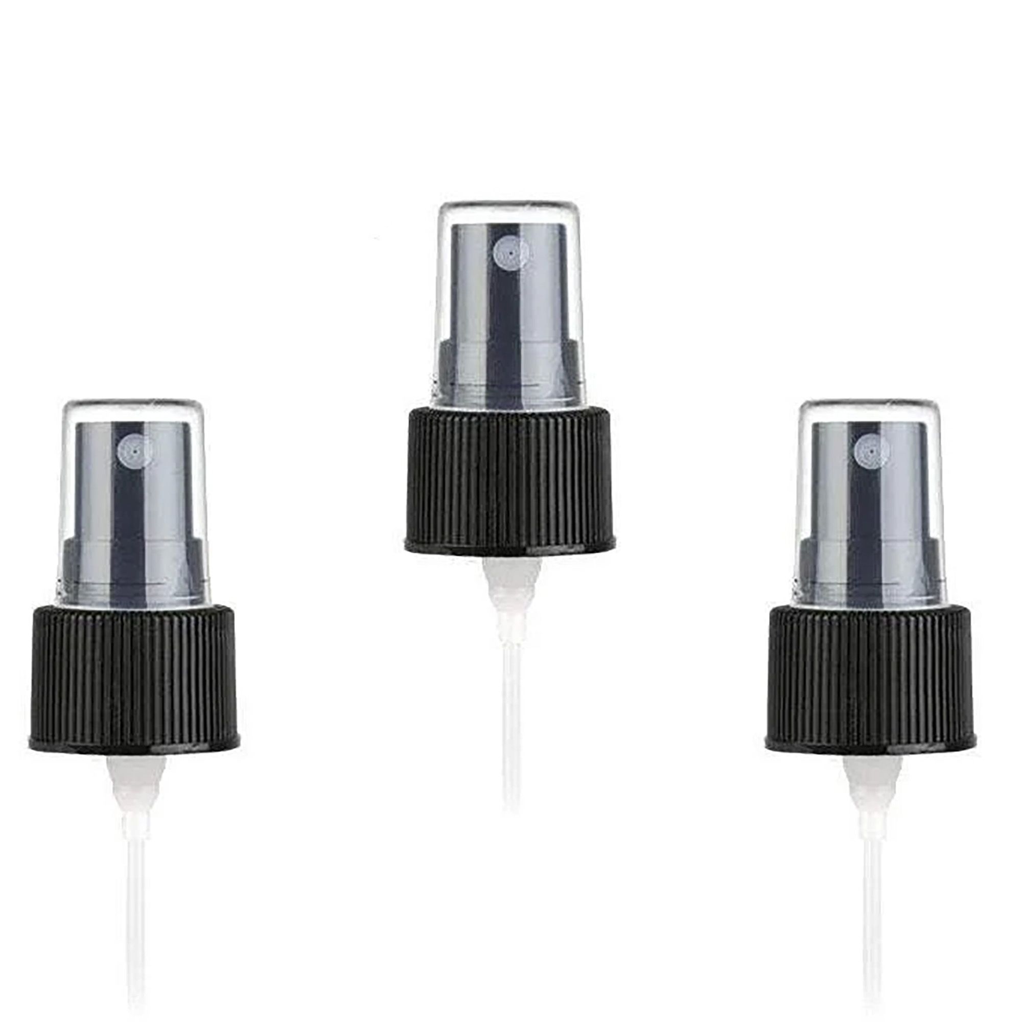 Spray Cap Amber Boston Bottle (for 120ml) - Black Plastic 22-410