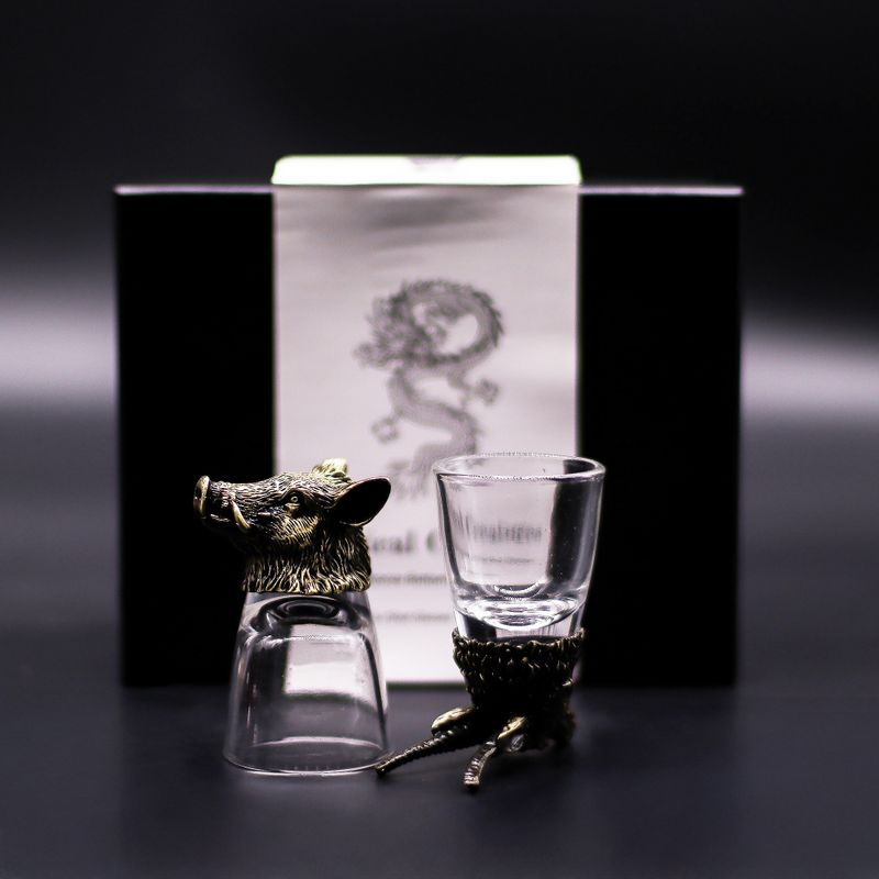 Gift Set of 6 Bottom Up Shot Glasses (50ml) - Wild Forest Creatures