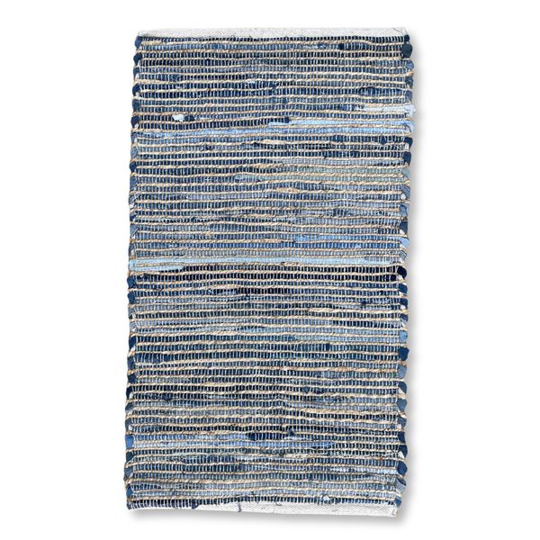 Alfombra mediana de yute de algodón reciclado - 90x150cm - Azul