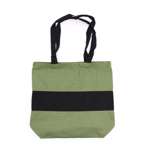 Bolso de Algodão Dois Tons - 38x42x12cm - Verde e Preto - 10oz